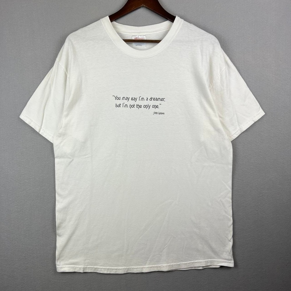 Vintage John Lennon You May Say I'm A Dreamer Beetles White Tee Shirt XL